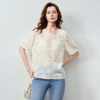 Textured Short-Sleeve Blouse