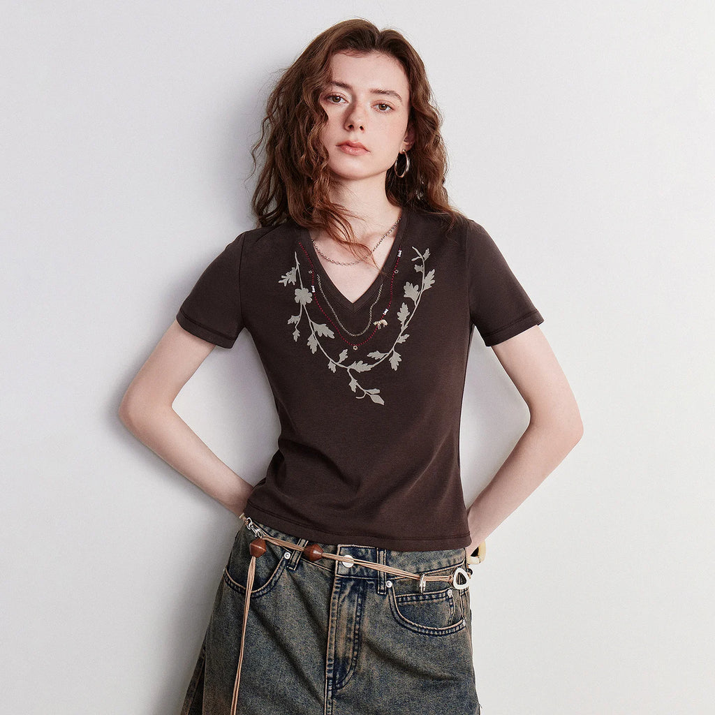 Floral V-Neck Short-Sleeve Tee