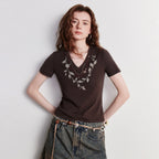 Floral V-Neck Short-Sleeve Tee
