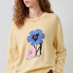 Flower-Motif Crewneck Sweater