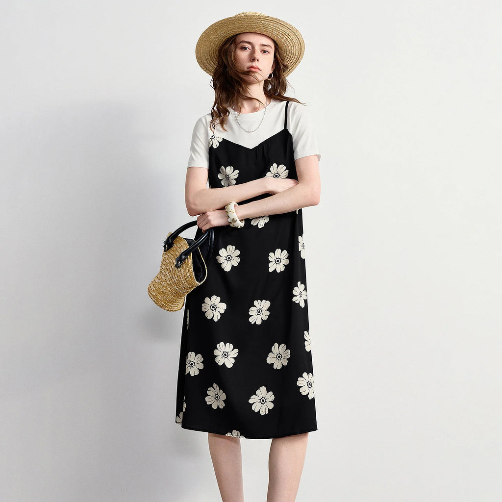 Floral Midi Pinafore Dress