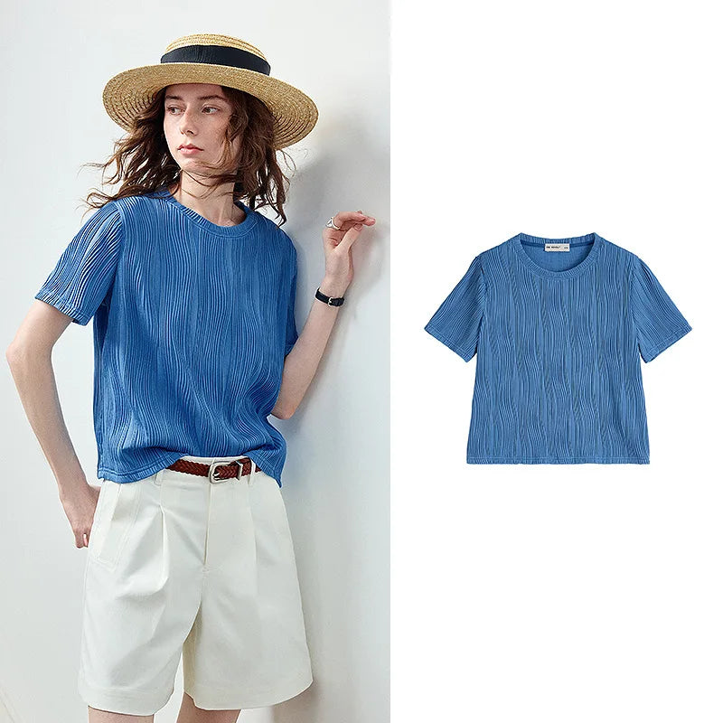 Textured Short-Sleeve Crewneck Tee