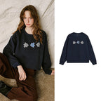 Floral-Motif Crewneck Sweatshirt