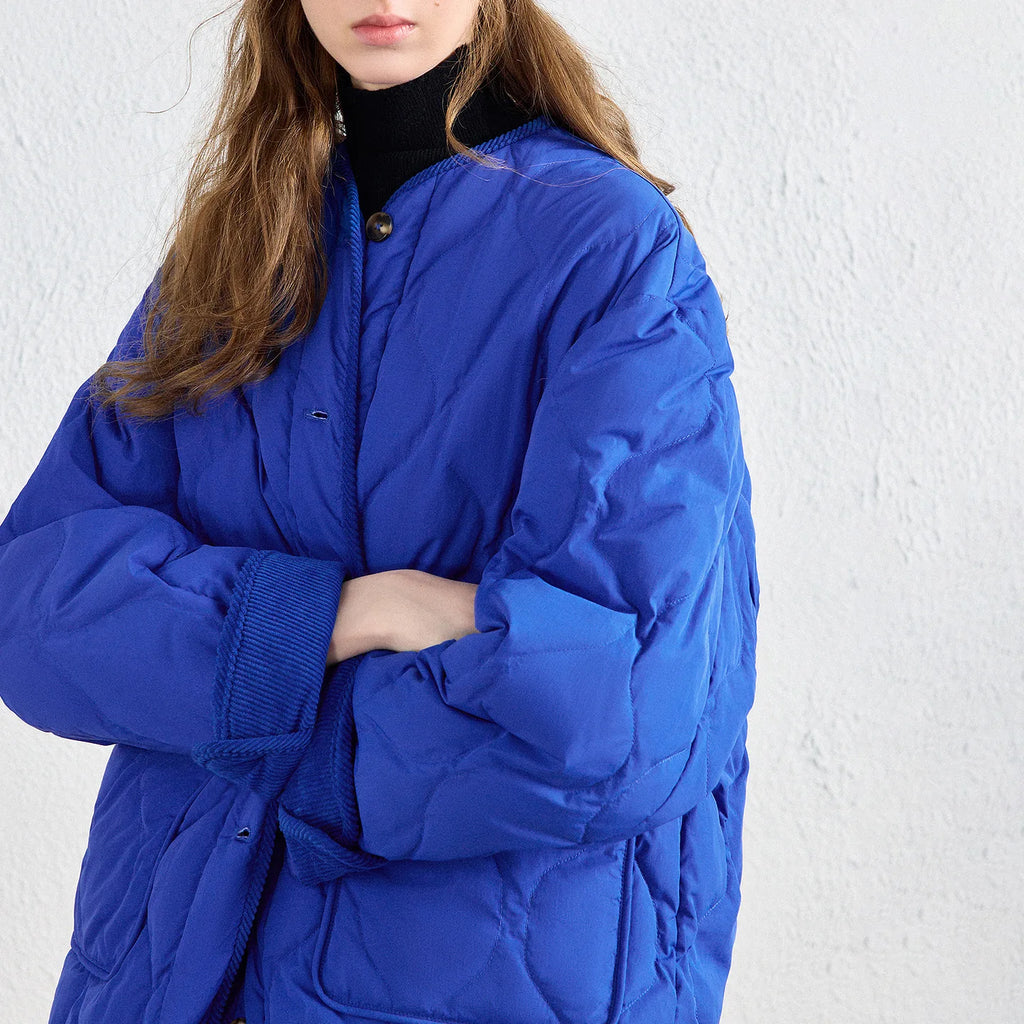 Collarless Quilted Jacket
