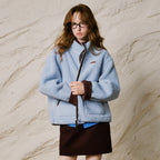 Contrast-Trim Textured Zip Jacket