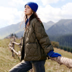 Wave-Quilted Collarless Jacket