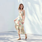 Floral Ruffle-Hem Slip Dress