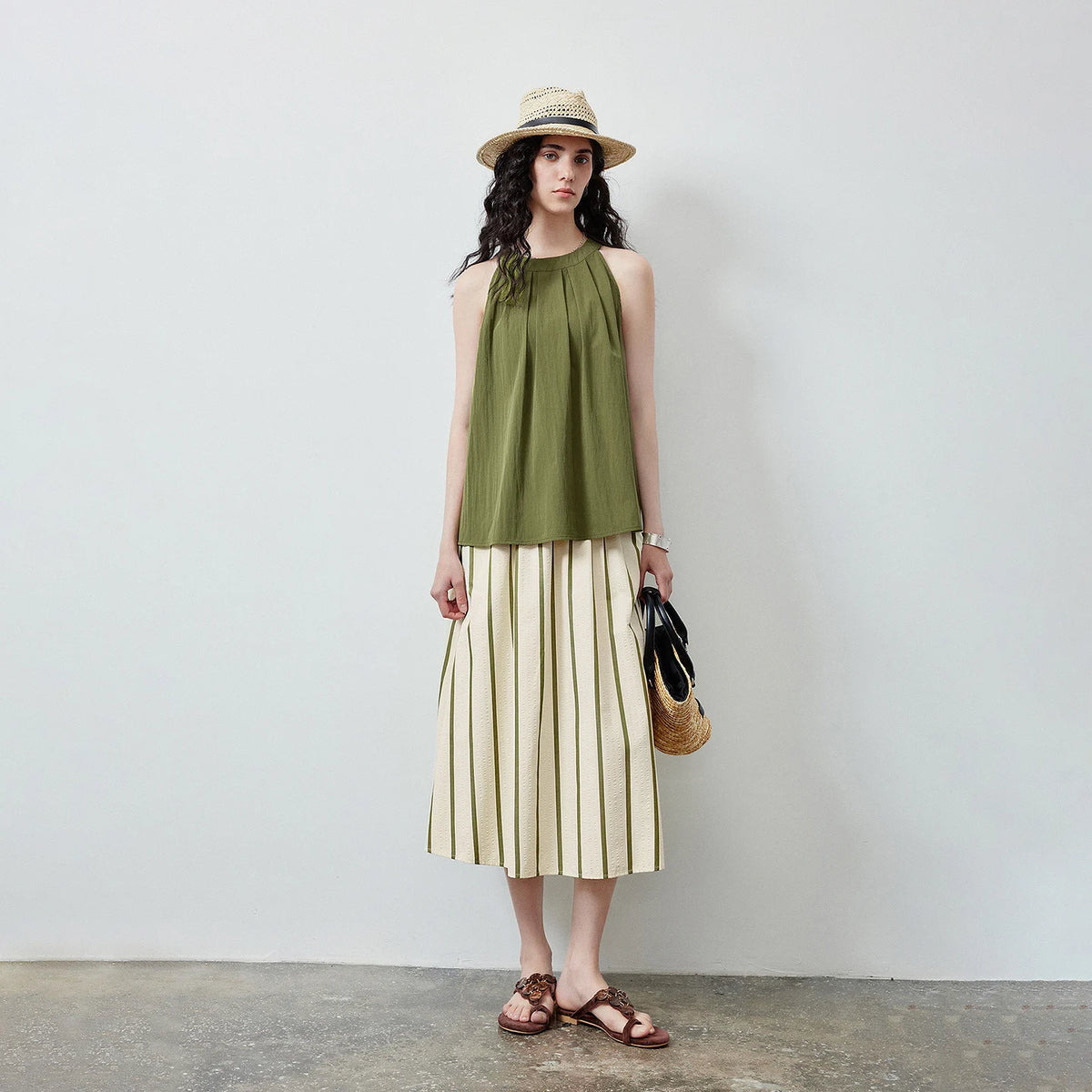 Halter Top and Striped Skirt Set