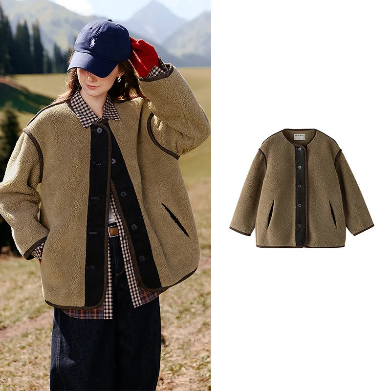 Contrast-Edge Textured Jacket