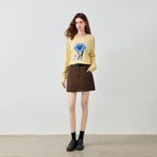 Seamed A-Line Mini Skirt