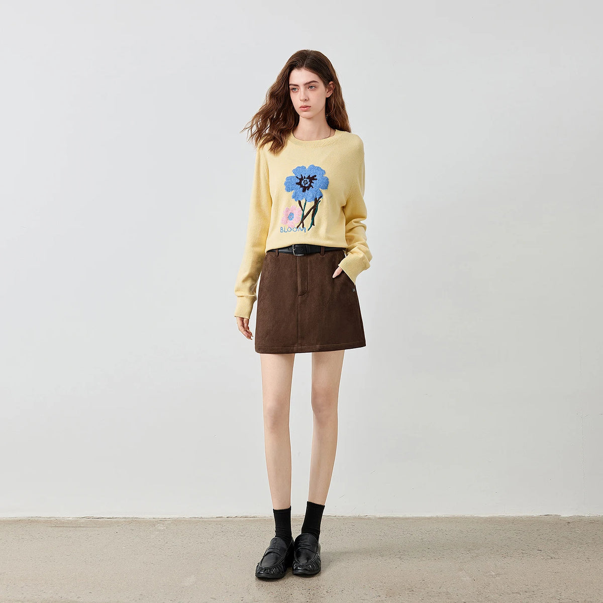 Seamed A-Line Mini Skirt