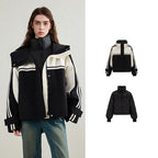 Colorblock Hooded Jacket with Quilted Liner