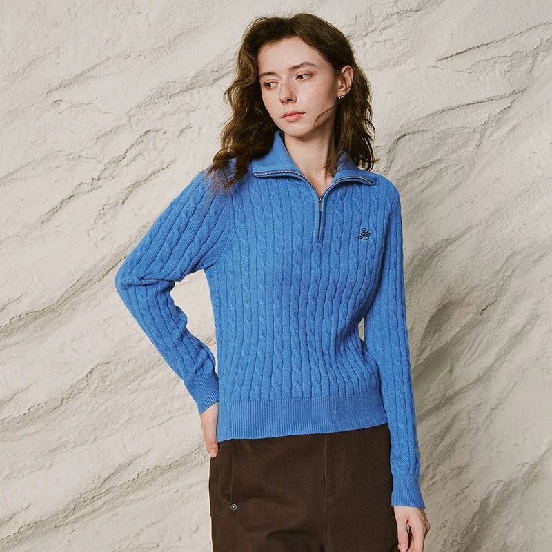 Cable-Knit Zip-Neck Sweater