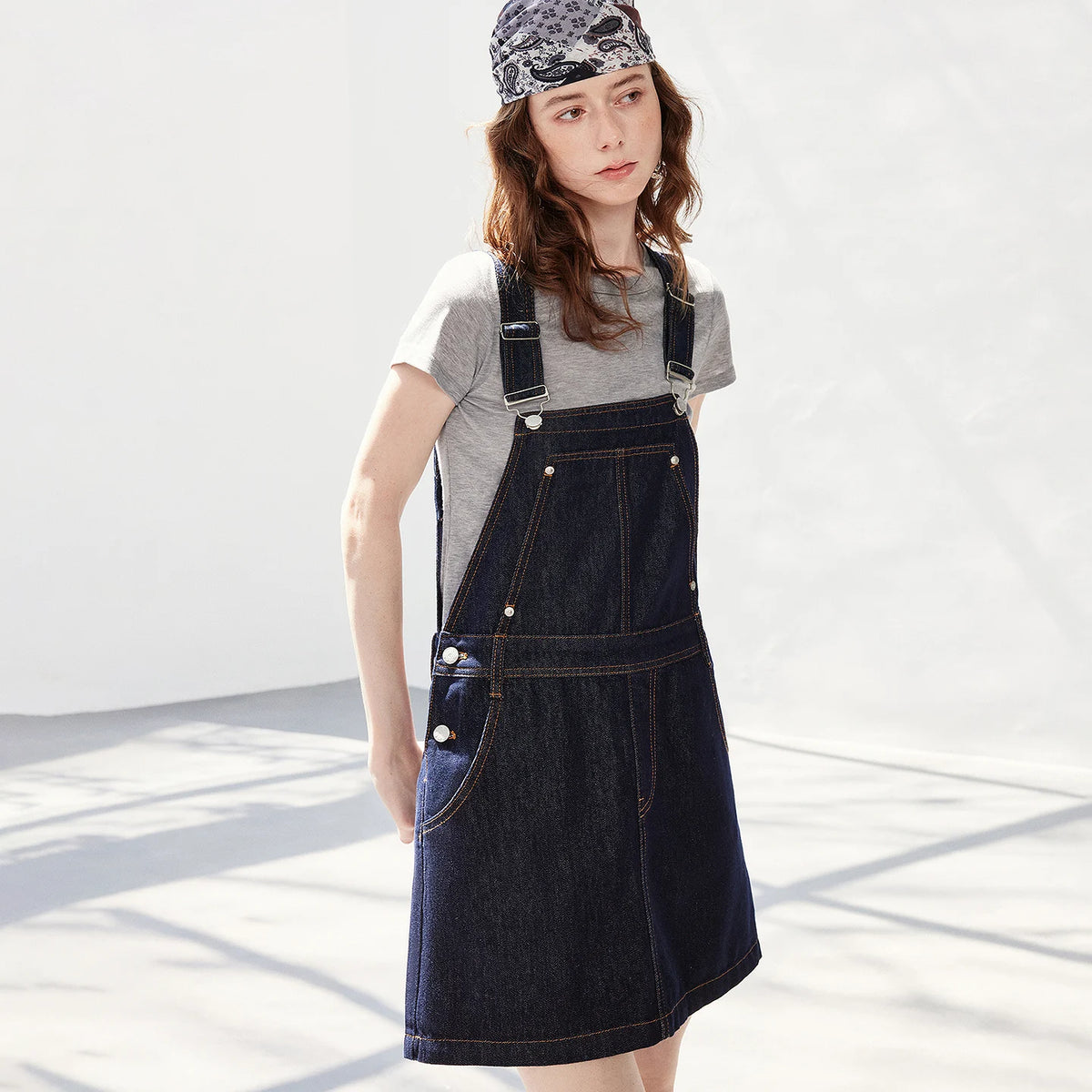 Denim Pinafore Mini Dress