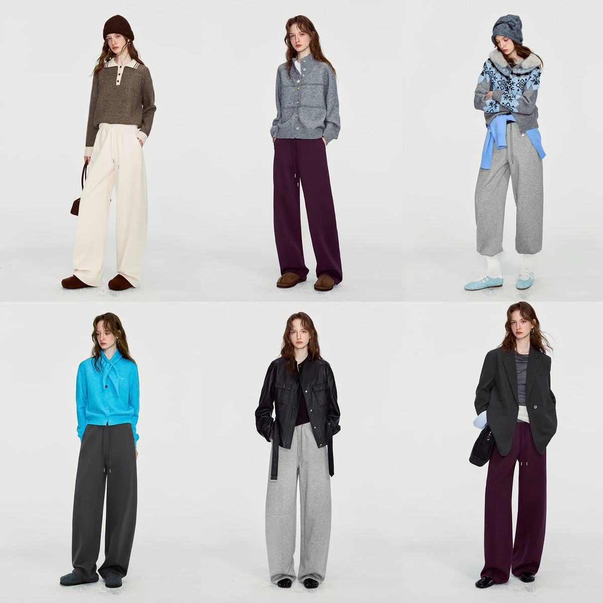 Curved-Seam Wide-Leg Sweatpants