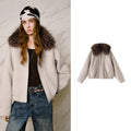 Shaggy-Collar Short Jacket