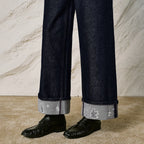 Motif-Cuff Wide-Leg Jeans
