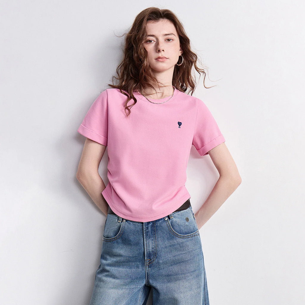 Heart-Motif Short-Sleeve Tee