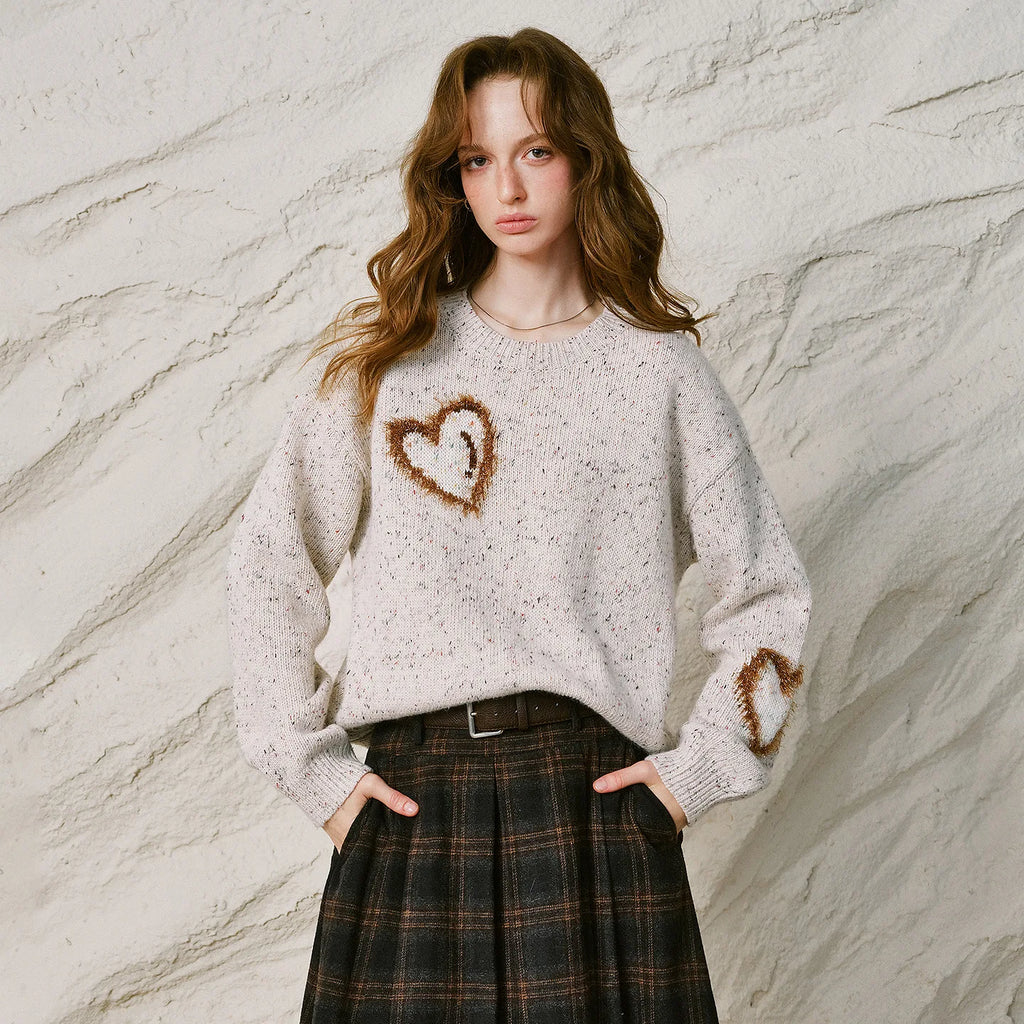 Heart-Motif Crewneck Sweater