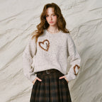 Heart-Motif Crewneck Sweater