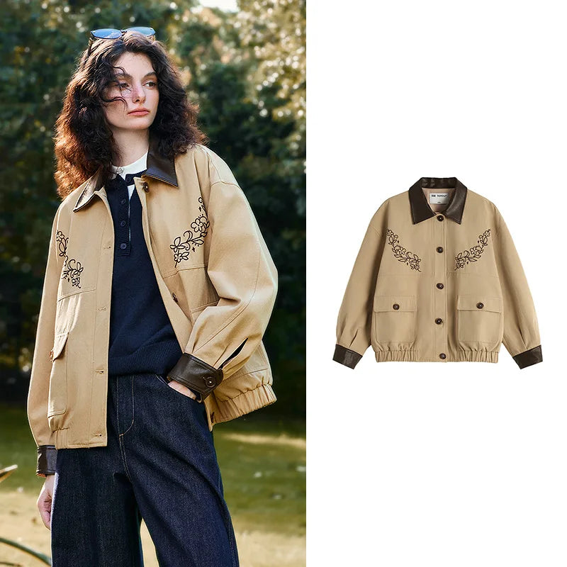 Floral-Motif Collared Jacket