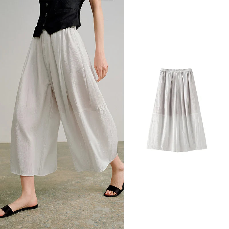 Pleated Wide-Leg Culottes