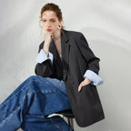 Contrast-Cuff Relaxed Blazer