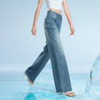 Wide-Leg Faded Jeans