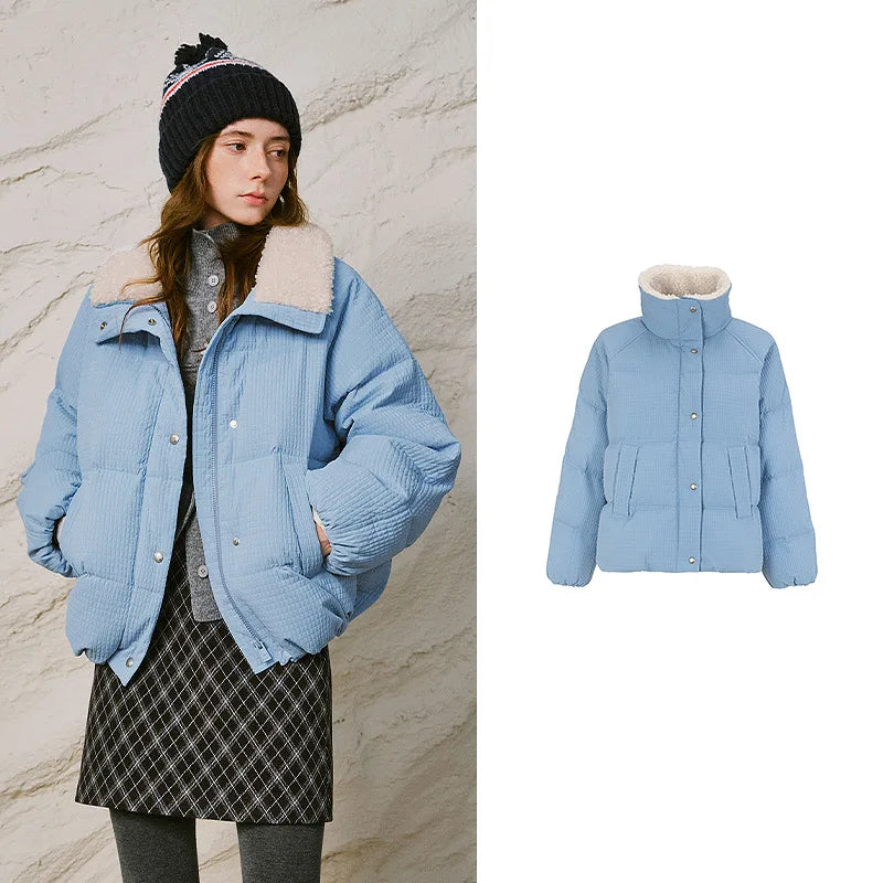 Textured-Collar Puffer Jacket
