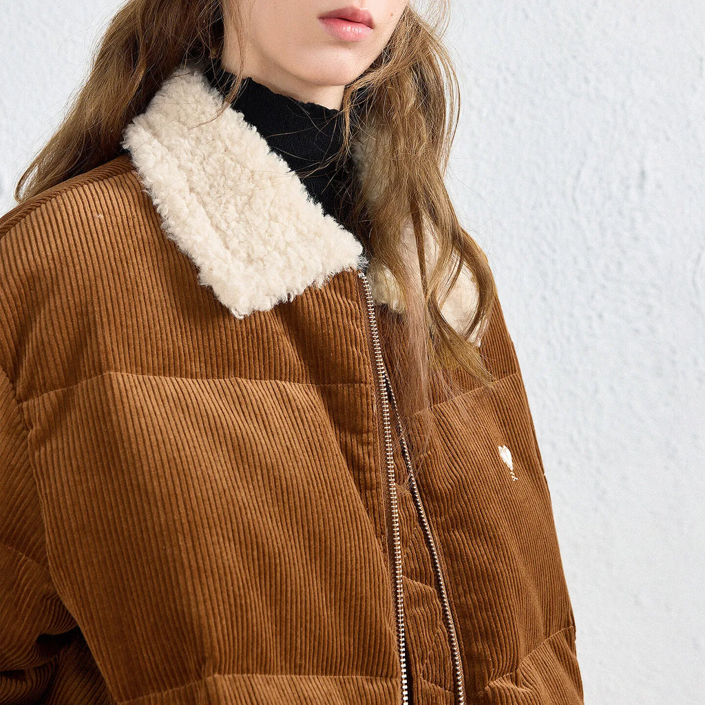 Textured-Collar Puffer Jacket