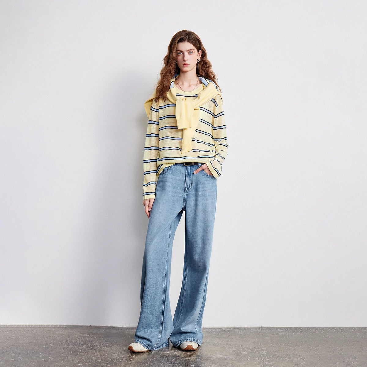 Relaxed Striped Crewneck Sweater