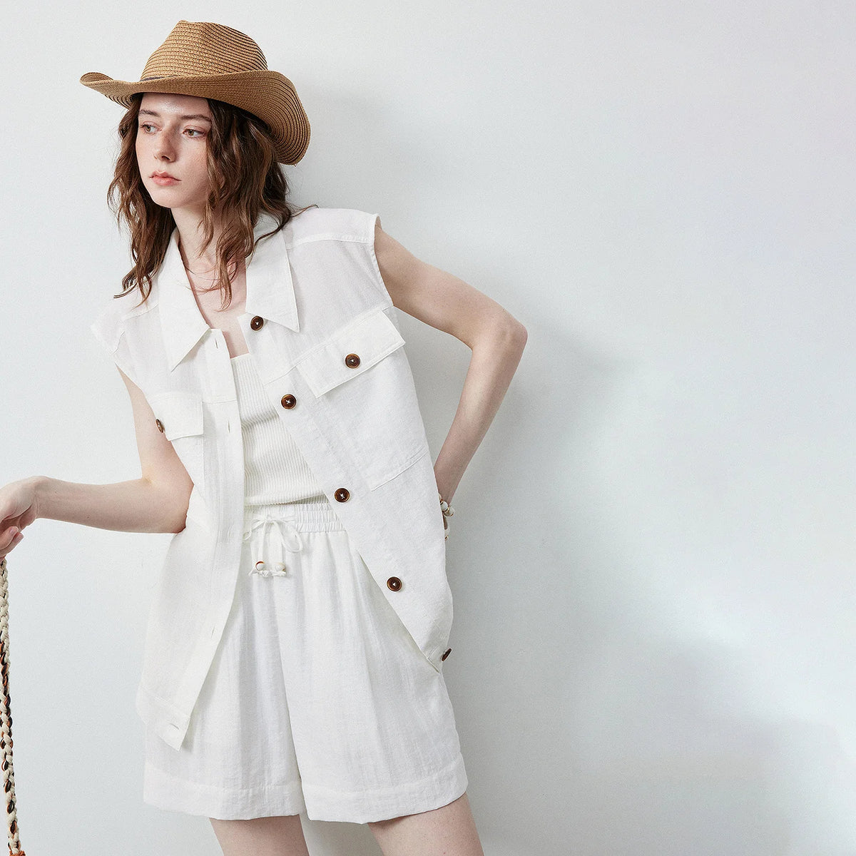 Buttoned Vest and Shorts Set