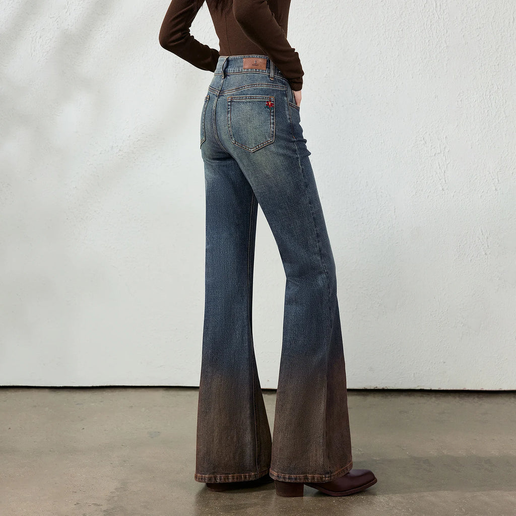 Gradient-Wash Flared Jeans