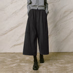 Seam-Detail Cropped Wide-Leg Pants