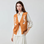 Floral Tie-Front Knit Vest