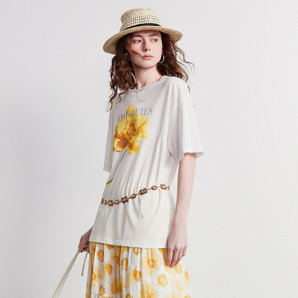 Oversized Flower Graphic Tee