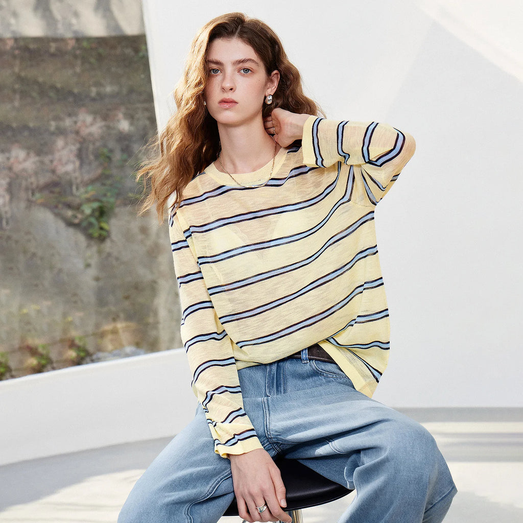 Relaxed Striped Crewneck Sweater