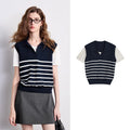 Layered-Look Striped Polo Top