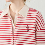 Striped Layered-Look Collared Sweatshirt