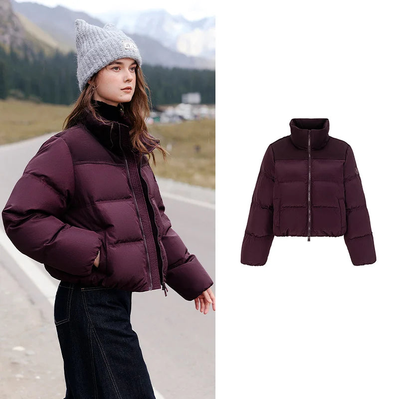 Cropped Zip Puffer Jacket