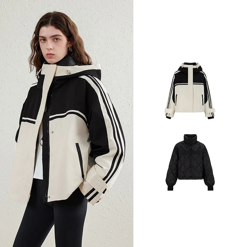 Colorblock Hooded Jacket with Quilted Liner