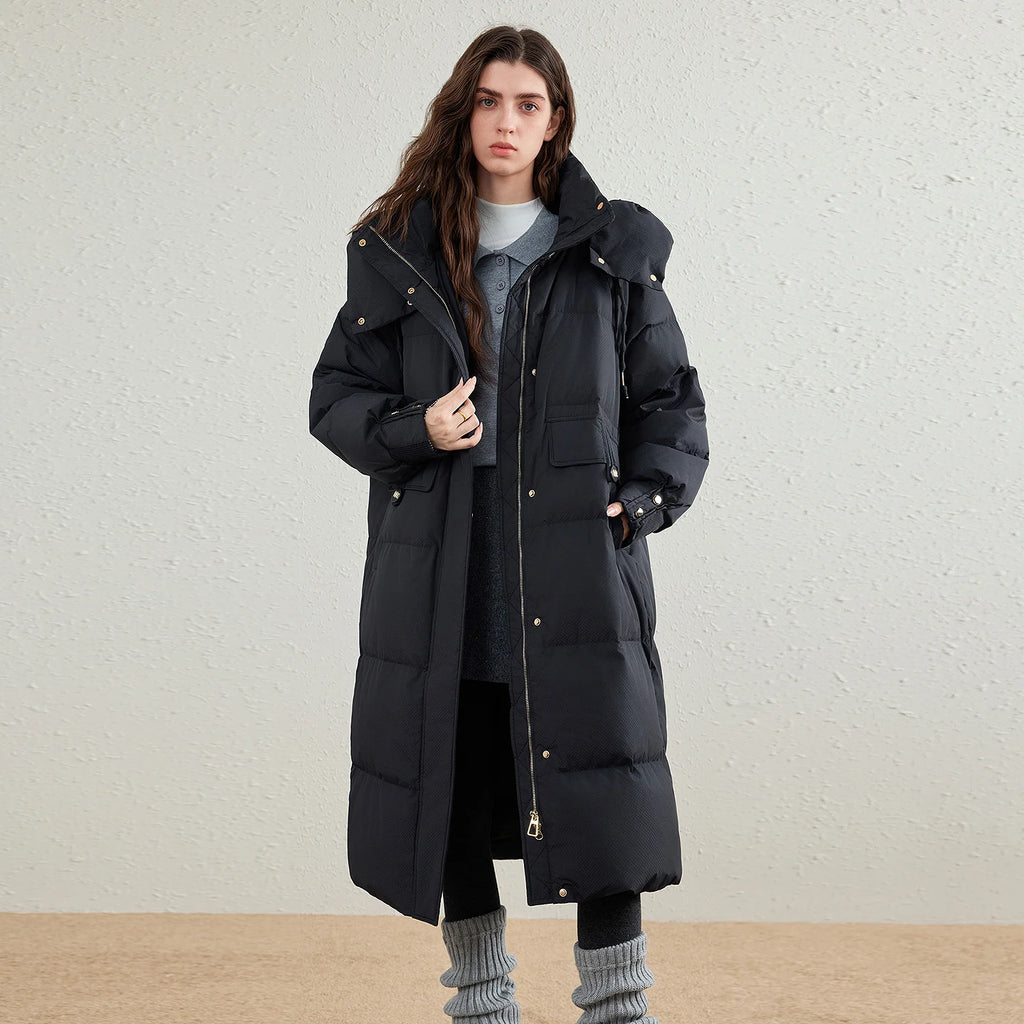 Flap-Pocket Longline Puffer Coat