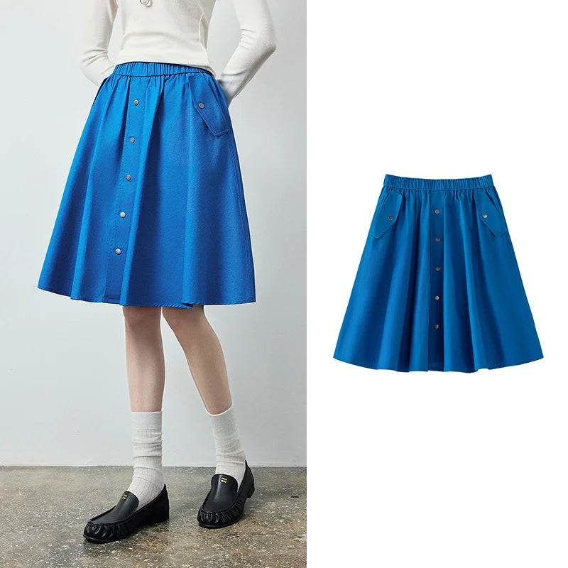 Button-Front A-Line Skirt