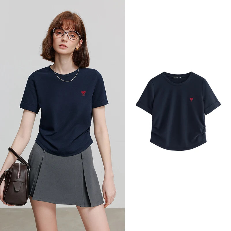 Heart-Motif Short-Sleeve Tee