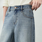 Wide-Leg Light-Wash Jeans