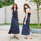 Plaid Halter Top and Skirt Set
