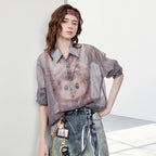 Graphic Button-Front Relaxed Shirt
