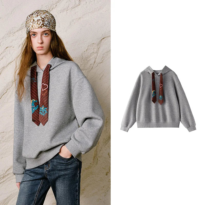 Motif-Tie Hooded Sweatshirt