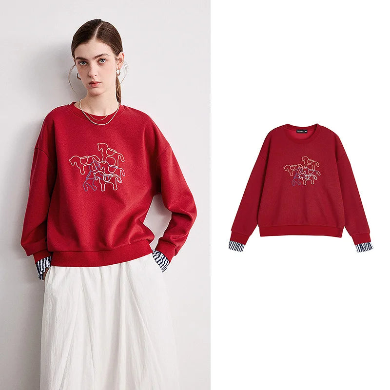Horse Graphic Layered-Look Sweatshirt