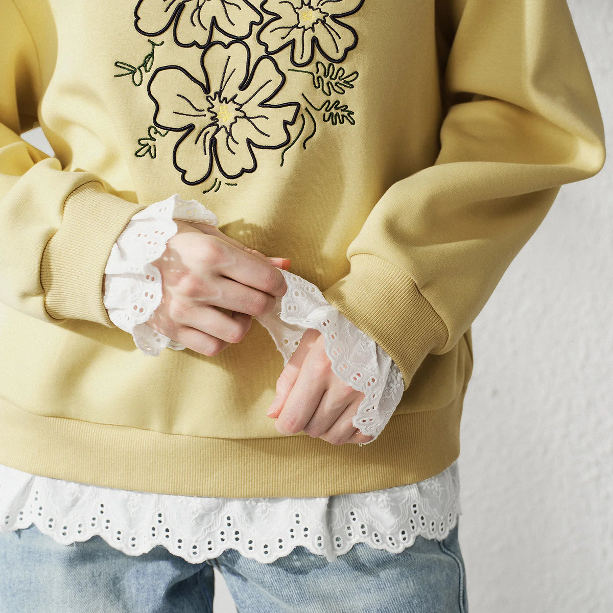 Floral Graphic Layered-Look Sweatshirt